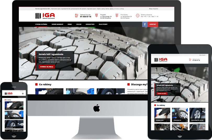 Strona internetowa dla serwisu wulkanizacji