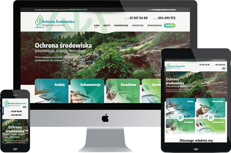 Strona internetowa dla firmy zajmującej się ochroną środowiska
