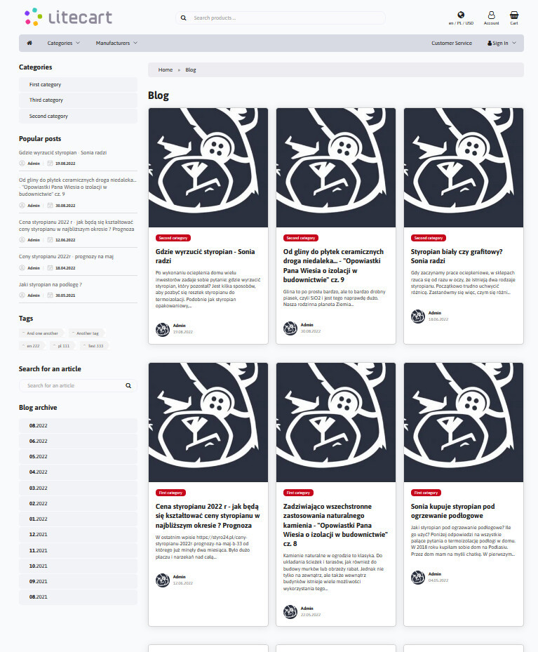 Zaawansowany moduł blog dla platformy LiteCart