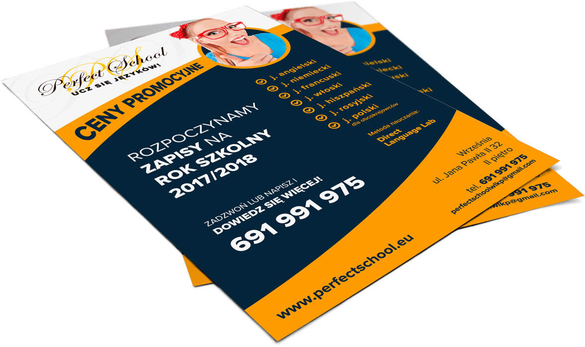 Ulotka dla szkoły językowej