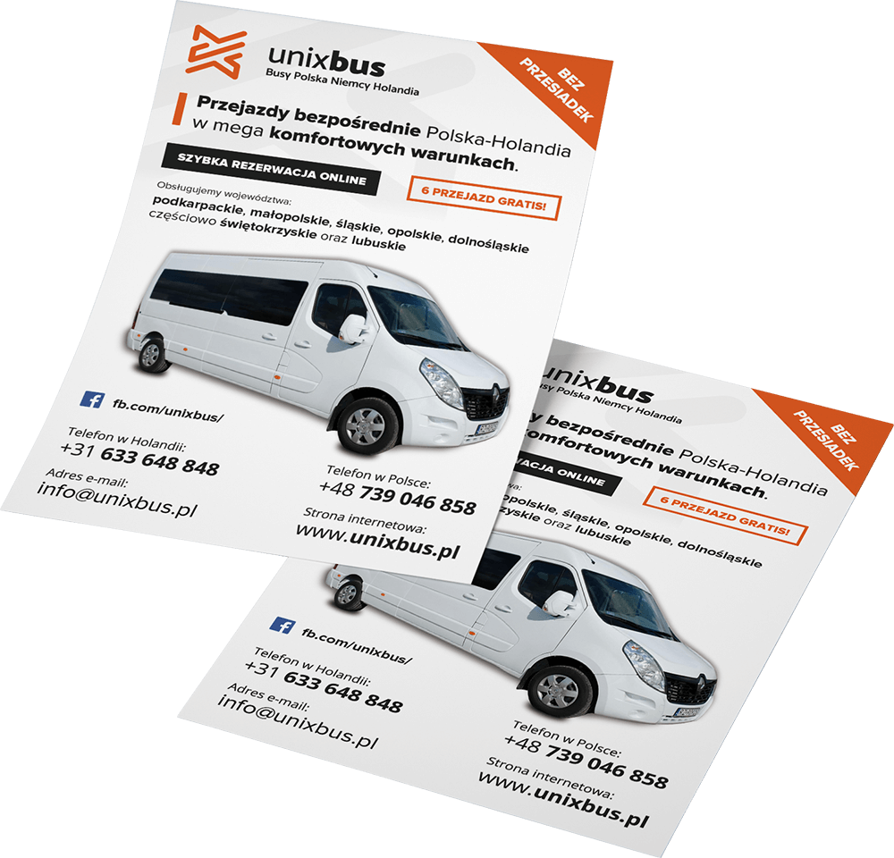 Projekt ulotki dla przewoźnika międzynarodowego