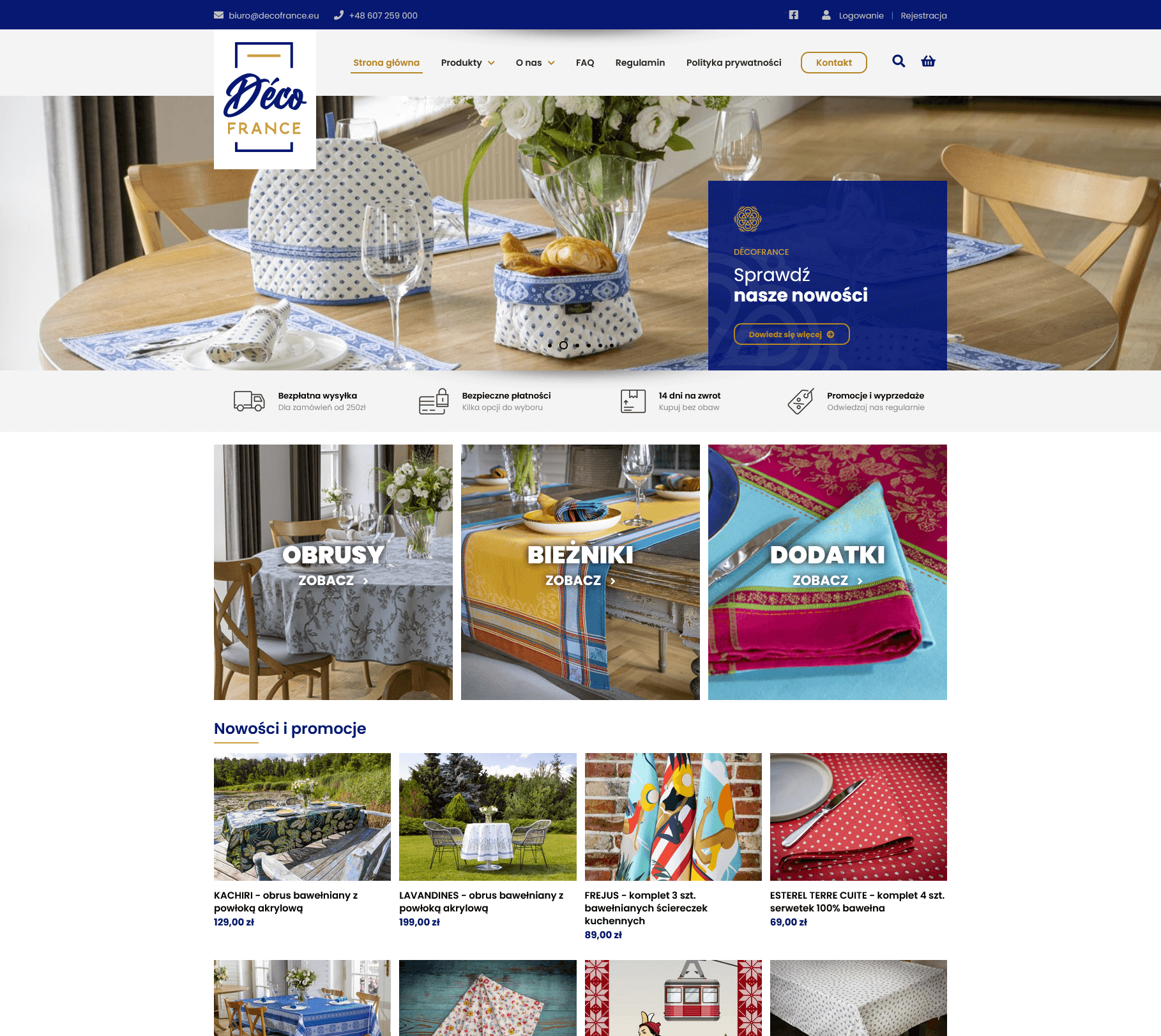 Sklep internetowy dystrybutora francuskich obrusów i dodatków