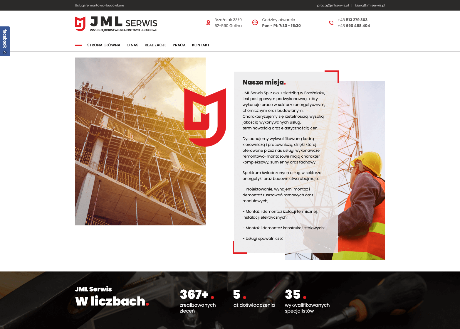 Strona www przedsiębiorstwa remontowo usługowego