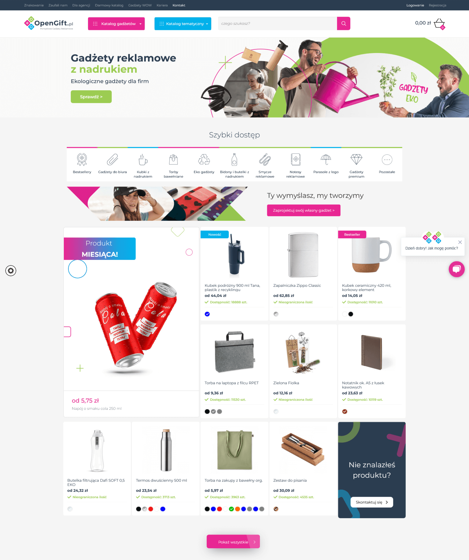 Sklep internetowy dystrybutora gadżetów reklamowych